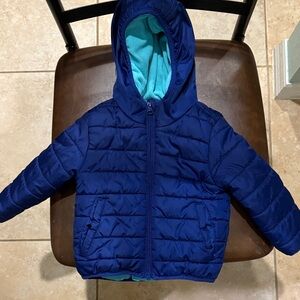 Cat & Jack Navy and Aqua Hooded Jacket
